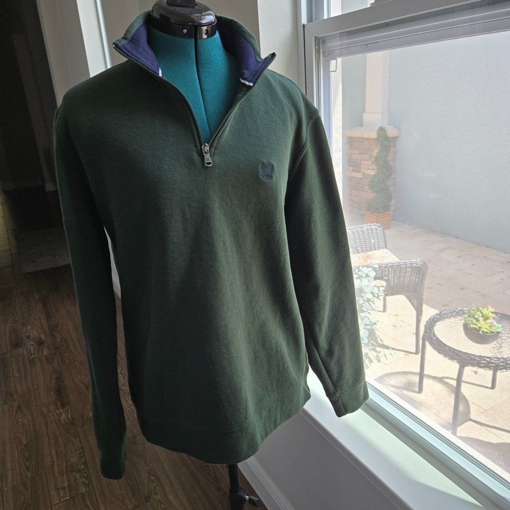 Chaps Sweatshirt Mens Large Green Natural Stretch 1/4 Zip Pullover Athleisure